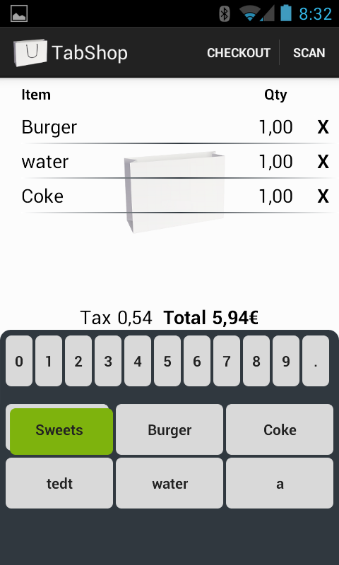 TabShop, the free Android Point of Sale POS Invoice App