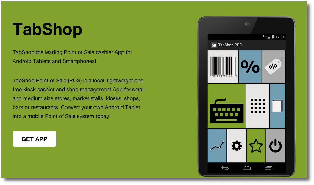 TabShop free Android point of sale app